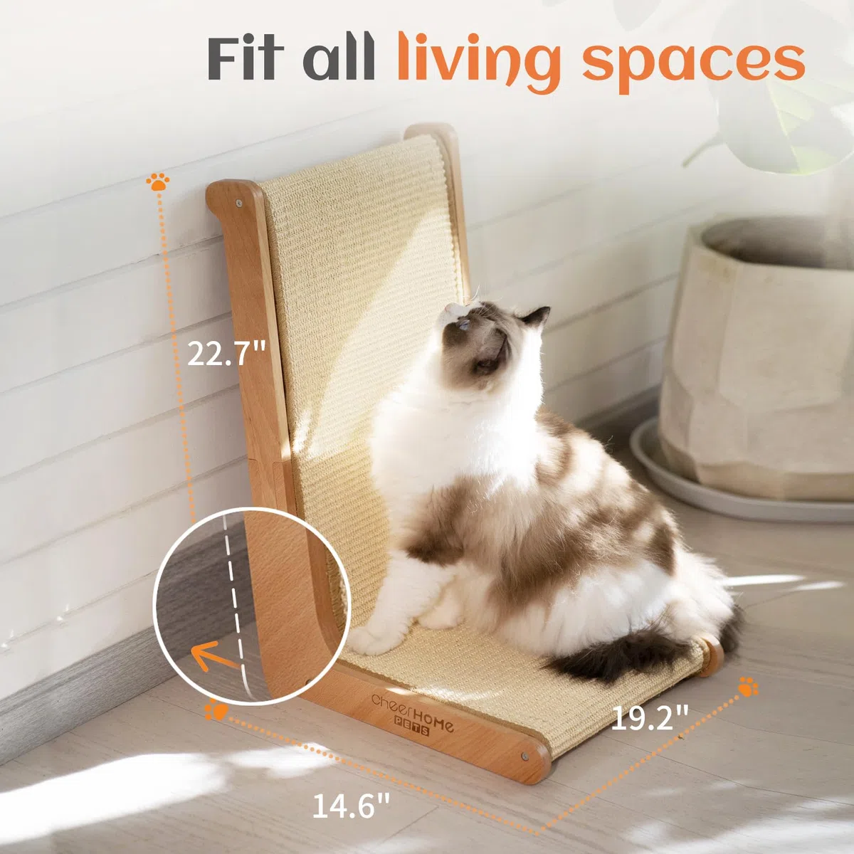 CHEERHOME PETS Sisal Katzenkratzer für Indoor-Katzen Kratzmatte Vertikaler Katzenkratzer L-Form Katzenkratzbrett Katzen Kratzbaum Massivholz Katzenmöbel (groß)