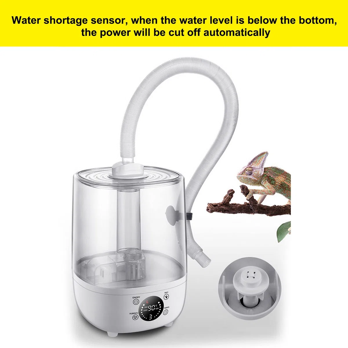 Reptile Fogger Mister Terrariums Befeuchter Nebelmaschine, 5L Silent Reptile Tank mit Feuchtigkeitskontrolle und Schlauch für Paludarium Vivarium Amphibien Herps