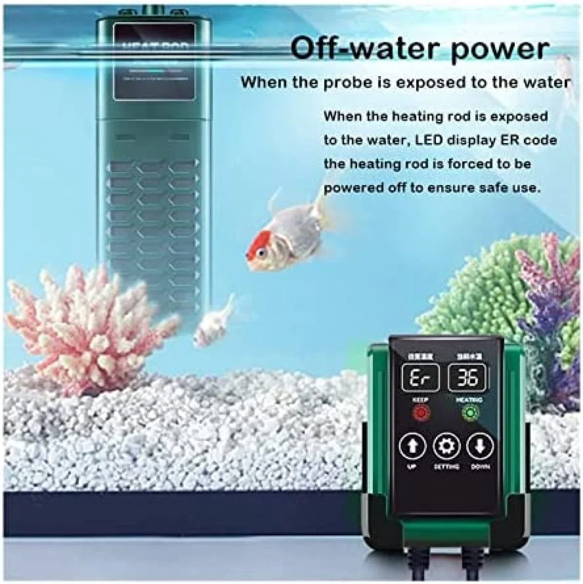 Aquarium-Heizung, Aquarium-Tauchheizung, intelligente LED-Temperaturanzeige und externer Temperaturregler, Heizstab für Süß- und Meerwasser-Aquarium-Wassererwärmung, 100 W, 1