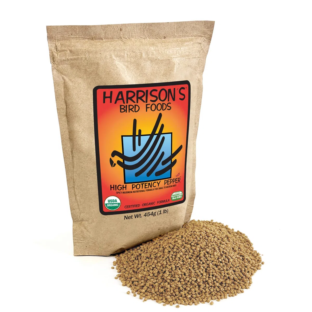 Harrison's Bird Foods Würziges hochwirksames fein – maximale Nährstoffformel für kleine bis mittelgroße Vögel, zertifiziertes biologisches, gentechnikfreies Haustier-Vogelfutter, tierärztlich