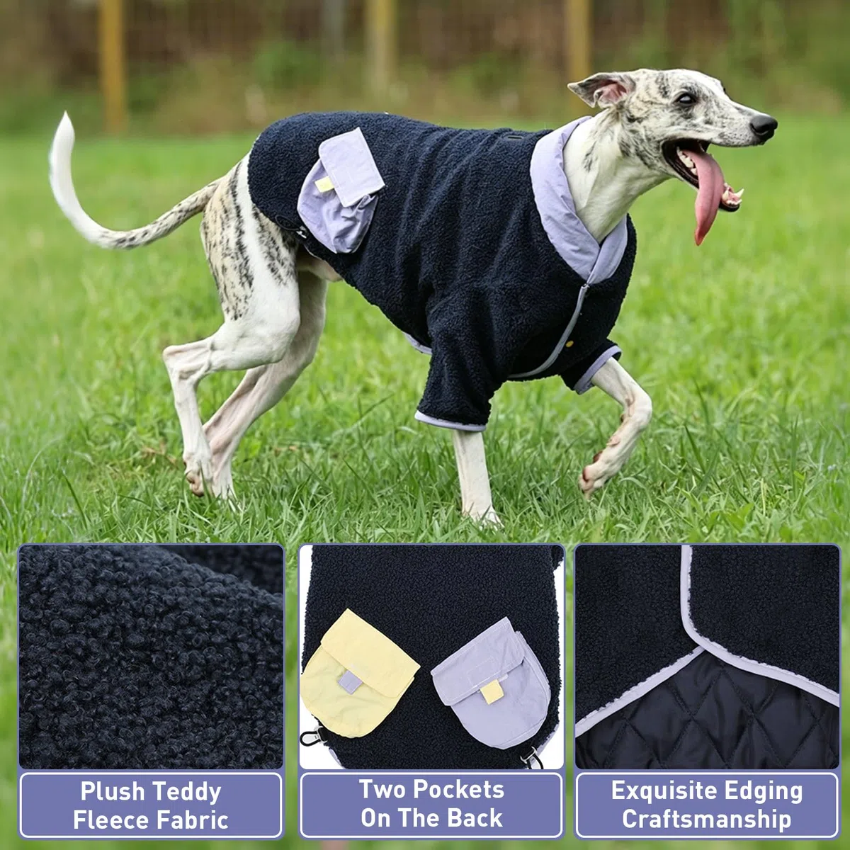 Hunde-Wintermantel, windabweisende Jacke für alle Rassen, Braun, XS | 2 Taschen auf der Rückseite, verstellbar und elastisch, Klettverschluss
