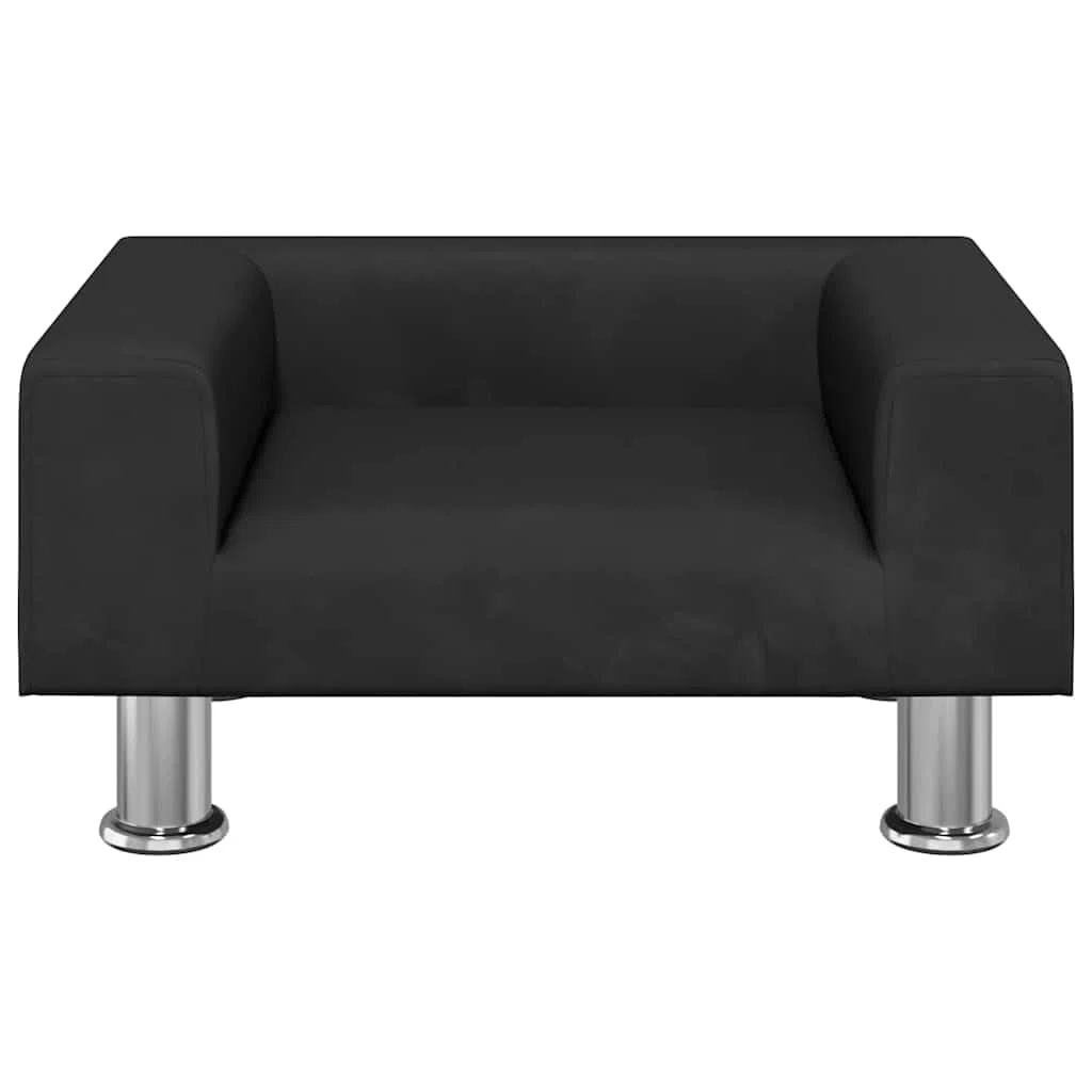 Hundesofa Samt Schwarz 50x40x26,5 cm | Massiv Kiefernholzrahmen, 4 Stahlfüße, für Wohnzimmer und Schlafzimmer