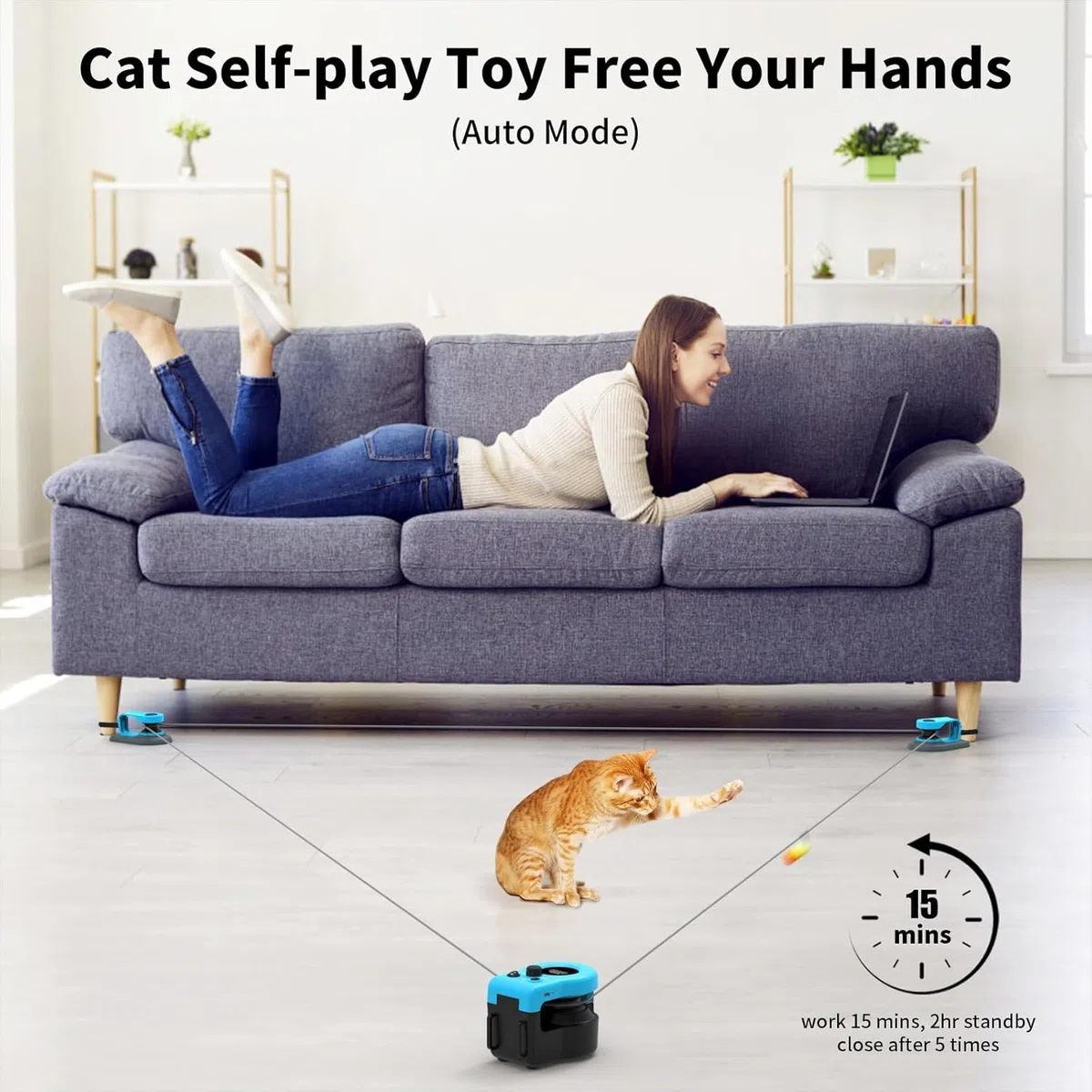 Katzenspielzeug Selbstbeschäftigung, Interaktives Katzen Spielzeug, Federspielzeug für Katze Elektrisch, DIY Simuliertes Katzenjagdspielzeug, Katzen Laufband, Dualmodus, einstellbare Geschwindigkeit
