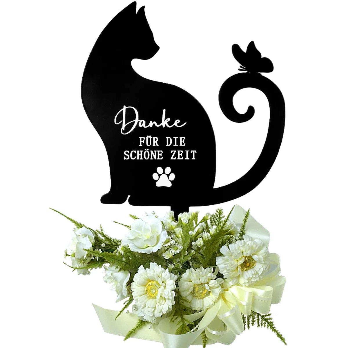 Gedenkstein Katze, Metal Grabplatte mit Gravur Katze Gedenkstein,Grabstein Katze für Draußen,Schwarz ﻿Katzen Grabschmuck aus Edelstahl,für Den Garten Grabdekoration Andenken an Den,für Tierbesitzer