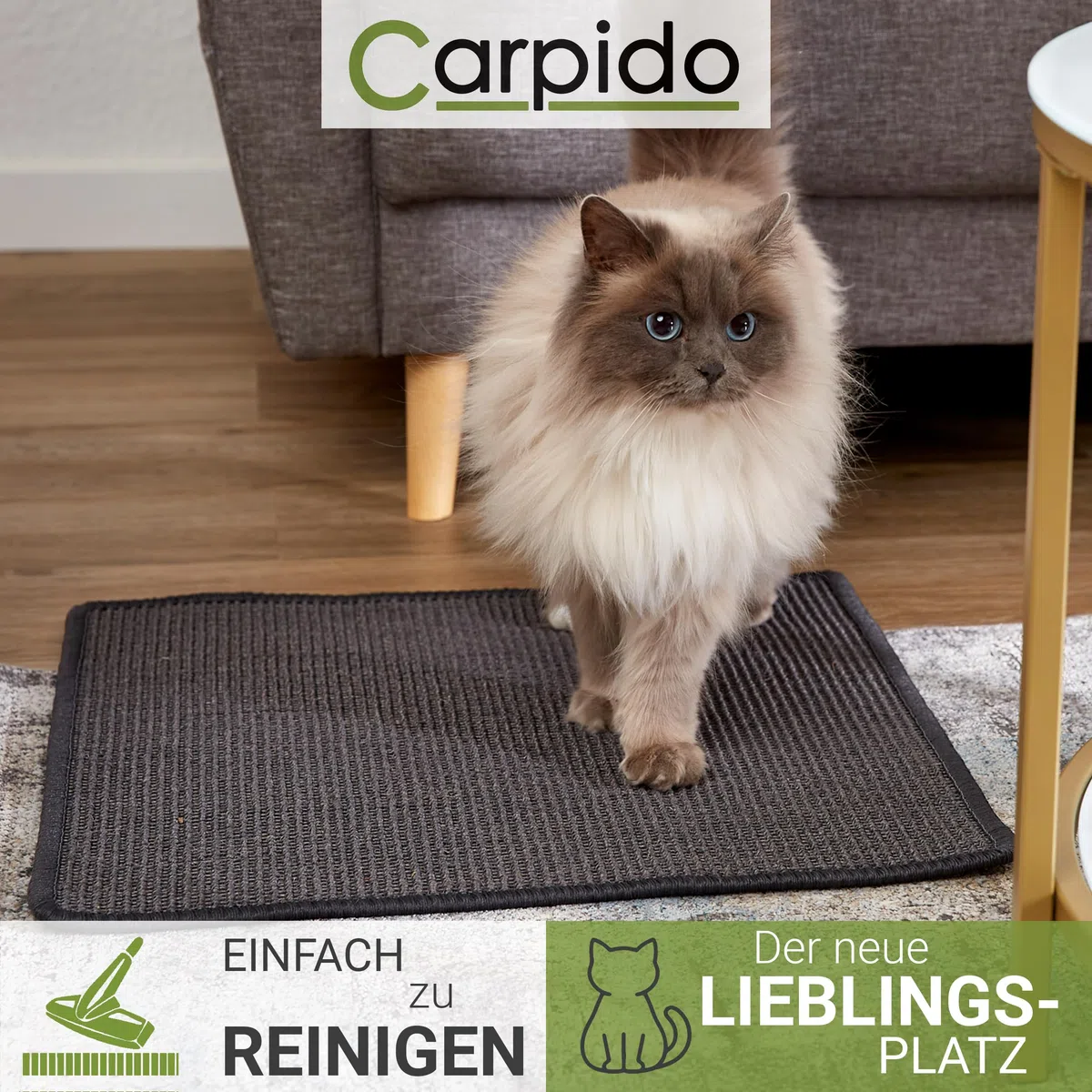 Natürliche Katzenkratzmatte für Katzen - Anthrazit 140x200 cm (Rechteckig) | Rutschfeste Kratzmatte langlebiger Kratzteppich robust für Boden Kratzfläche Sisal für Möbelschutz Kratzunterlage