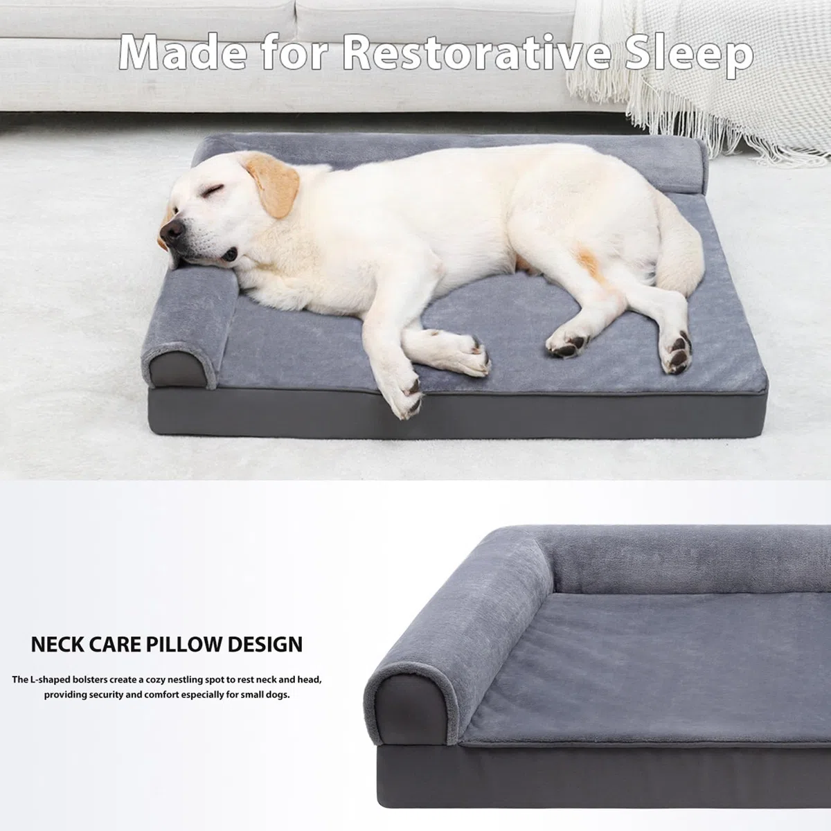 Premium 4-in-1 Hunde-Sofa - Orthopädische Couch Mit Memory Visco Schaumstoff, Abnehmbare Polster, Extra-Dicke Polsterung, Wechsel-Bezug, Waschbar(134x101x20cm)