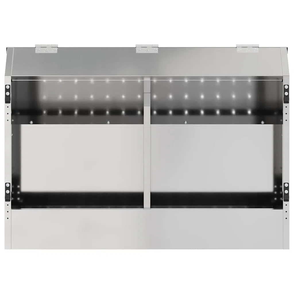 Kaninchenfütterer Silber aus verzinktem Stahl 64,5 x 25,5 x 45,5 cm wetterfester Futterautomat für Innen und Außen mit 6 kg Kapazität robuster Futterspender für Kleintiere und Kaninchen