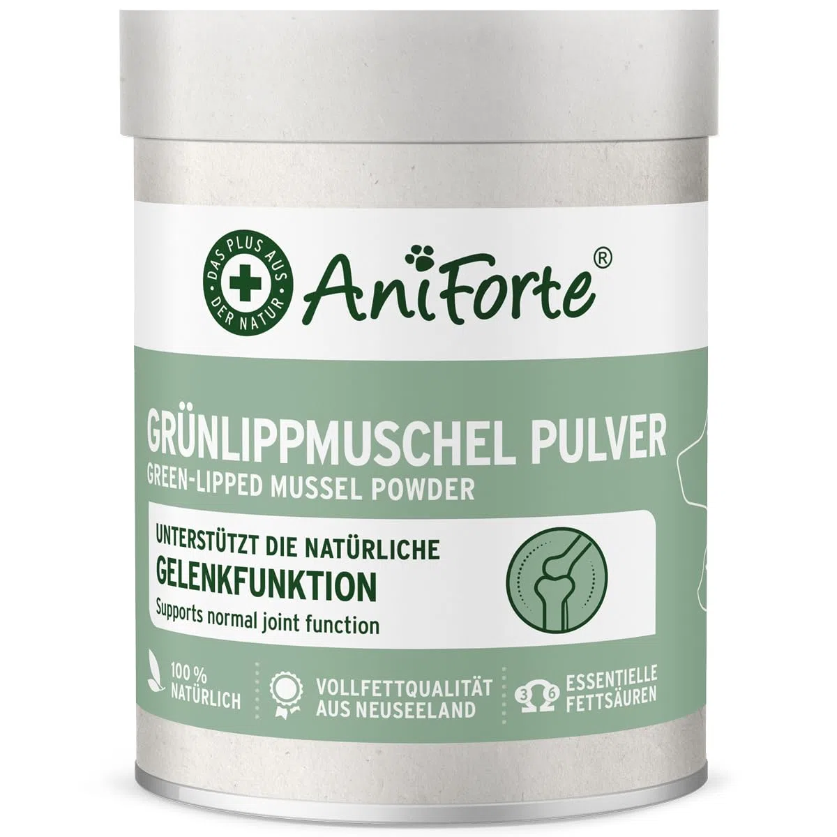 AniForte Grünlippmuschelpulver für Hunde & Katzen 100g - VERGLEICHSSIEGER 2023 Gelenkpulver in Vollfettqualität, unterstützt Gelenke & Agilität, Grünlippmuschel Pulver mit hoher Akzeptanz