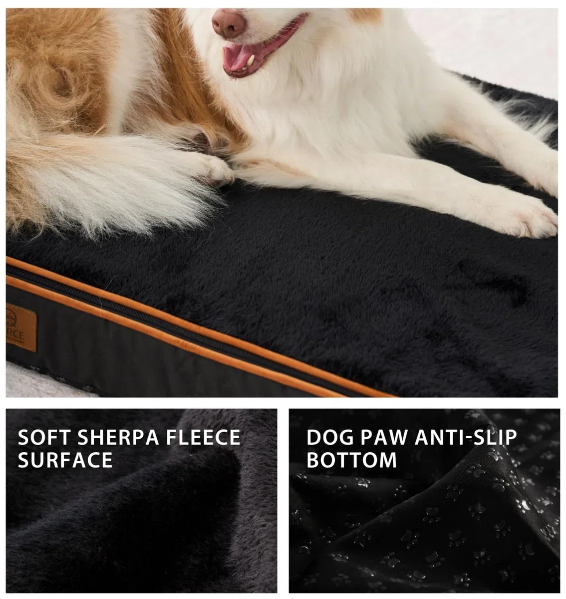 LIORCE Shredded Memory Foam Hundebett Kissen, 12,7 cm dick, mittelgroß, wasserdicht, orthopädische Haustierbett-Matte mit abnehmbarem, waschbarem Bezug, Grau