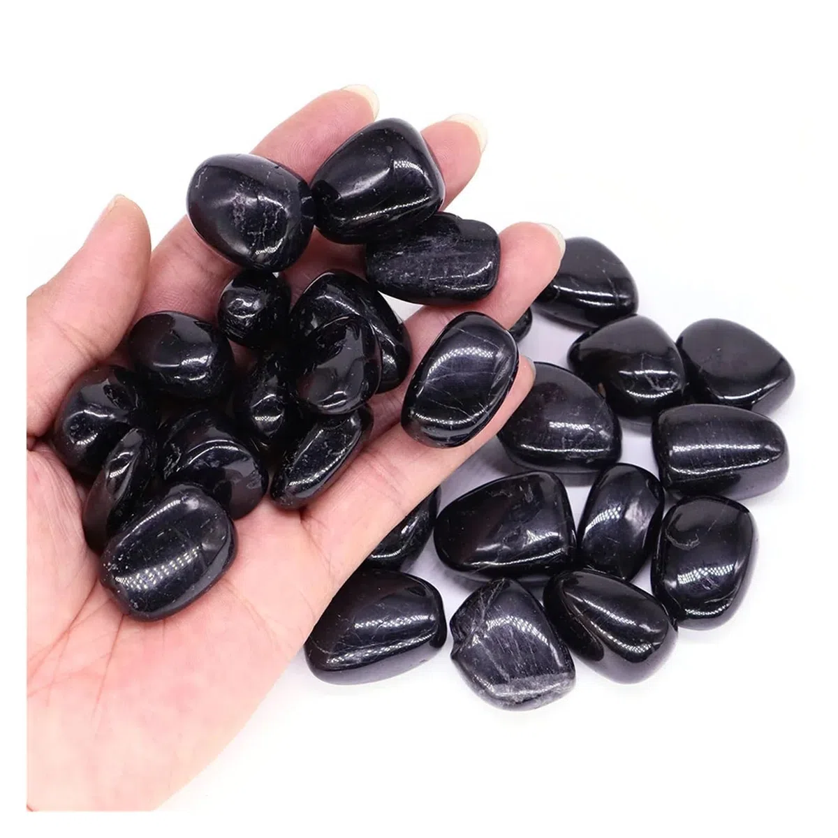 Aquariumkies Steine, Aquarium-Kiessteine, schwarzer Turmalin, Kristallmineralien, Edelstein, Reiki, getrommelt, 50–1000 g(1000g)