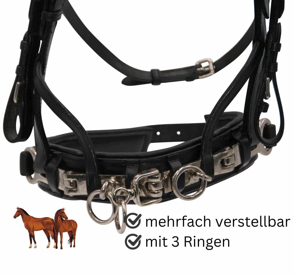 AMKA Kappzaum aus Leder mit Gebissverschnallung unterlegt