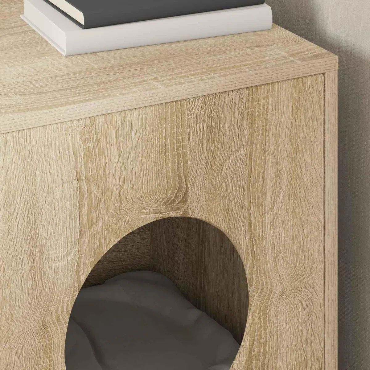 Katzenhaus Sonoma Holzwerkstoff 42,5 x 40 x 53 cm Innenbereich, langlebig und stabil, ideal als Rückzugsort und Spielhöhle für Katzen, modernes Design für Wohnzimmer und Wohnung