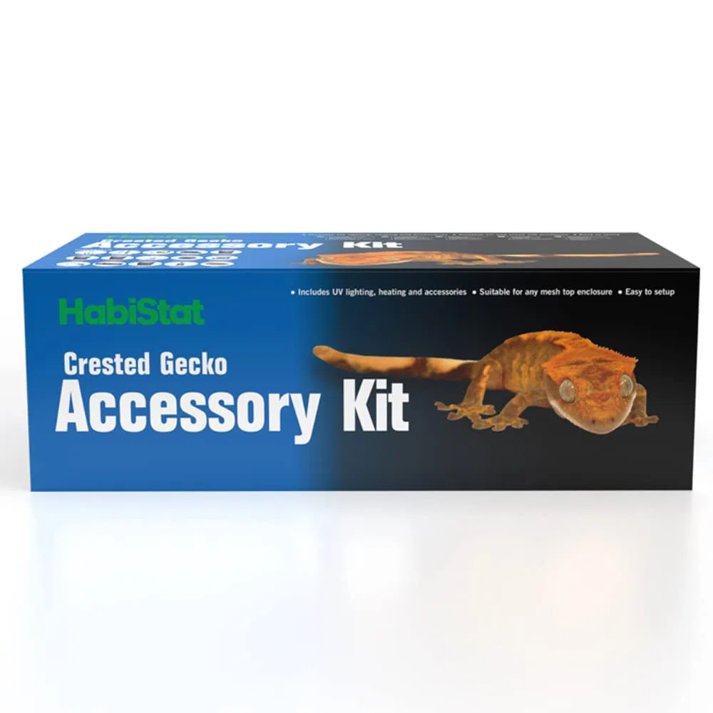Habistat - Gecko-Zubehör-Set mit Haube, inklusive Pro T5 UVB-Kit, Klemmlampe, Dimm-Thermostat, Sonnenlampe, Thermometer, Zifferblatt-Hygrometer und anderes Zubehör, einfach einzurichten, ideal für