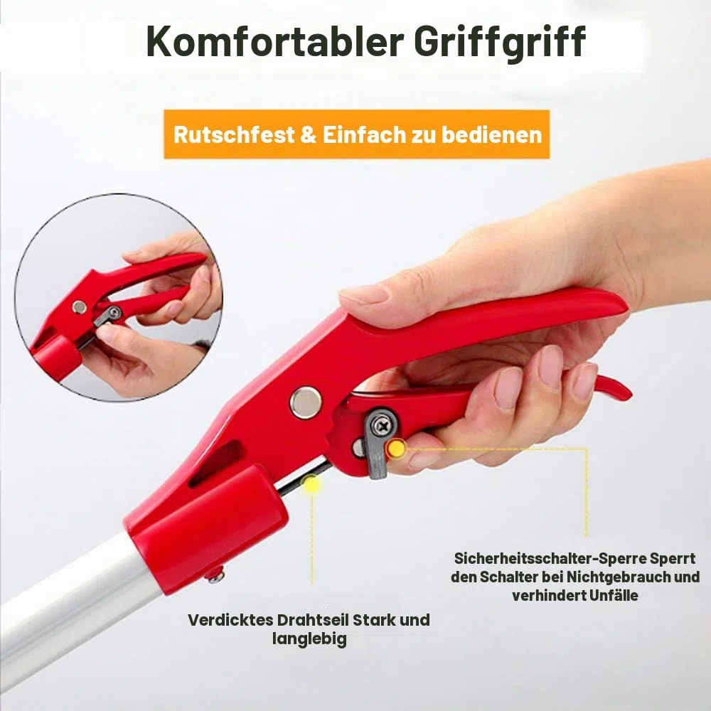 150cm ausziehbare Schlangenzange für Reptilien, Rassel, Schlangenfänger, breite Backen, mit Schloss und komfortablem Griff