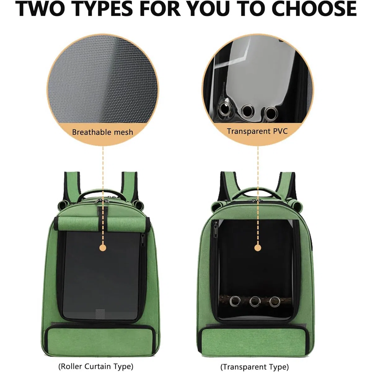 Ergonomischer Vogeltransport Rucksack für kleine Aras mit belüftetem Plan, Abnehmbarer Futterschale, Oben, belüfteter Vogel Rucksack