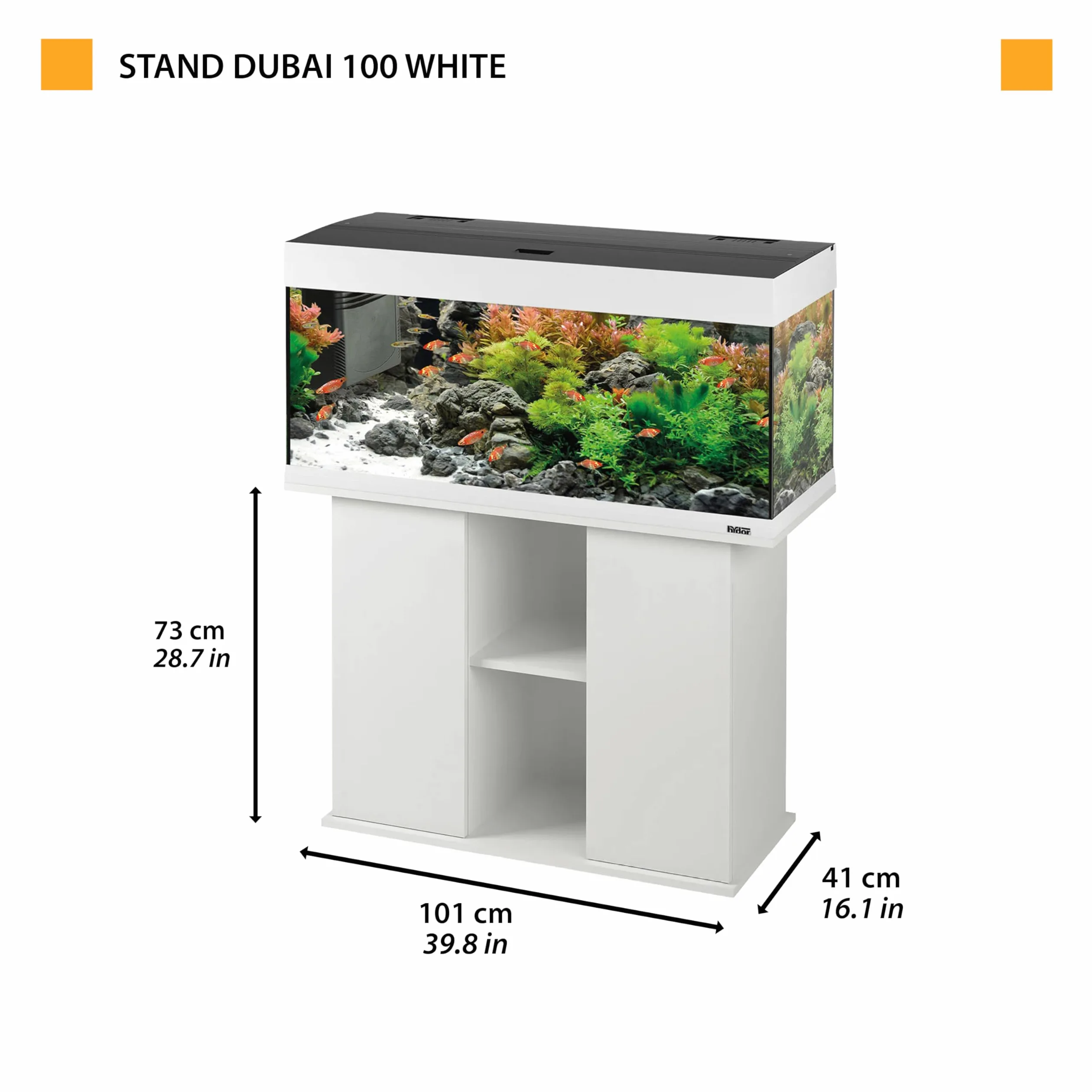 Ferplast Mobile supporto per acquario STAND DUBAI 100 con ante e ripiani, Piedini regolabili, Piano resistente all'acqua, 101 x 41 x h 73 cm, Legno Bianco