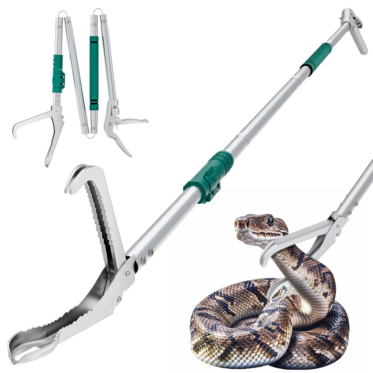 175,3 cm langer Schlangengreifer, professionelle, robuste Schlangenzange, lange Reichweite, Greifer für Camping, Garten und Notfall