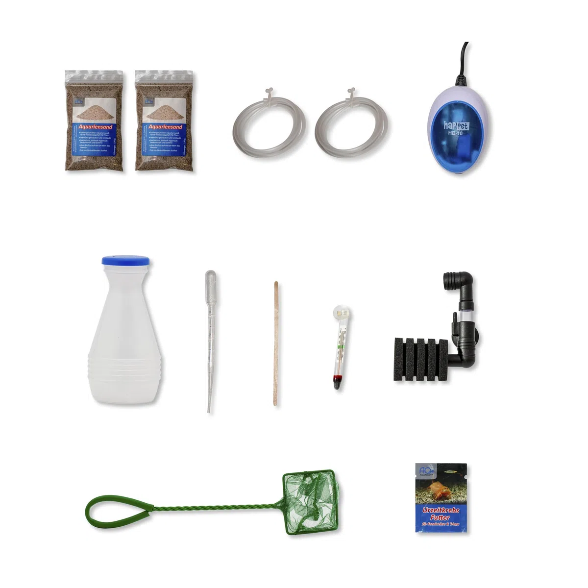 Triops und Feenkrebse Urzeitkrebse Komplettset,6 Liter, Kunststoff Aquarium, Eier, Luftpumpe, Filter, Kescher, Zuchtansatz, Futter und Anleitung