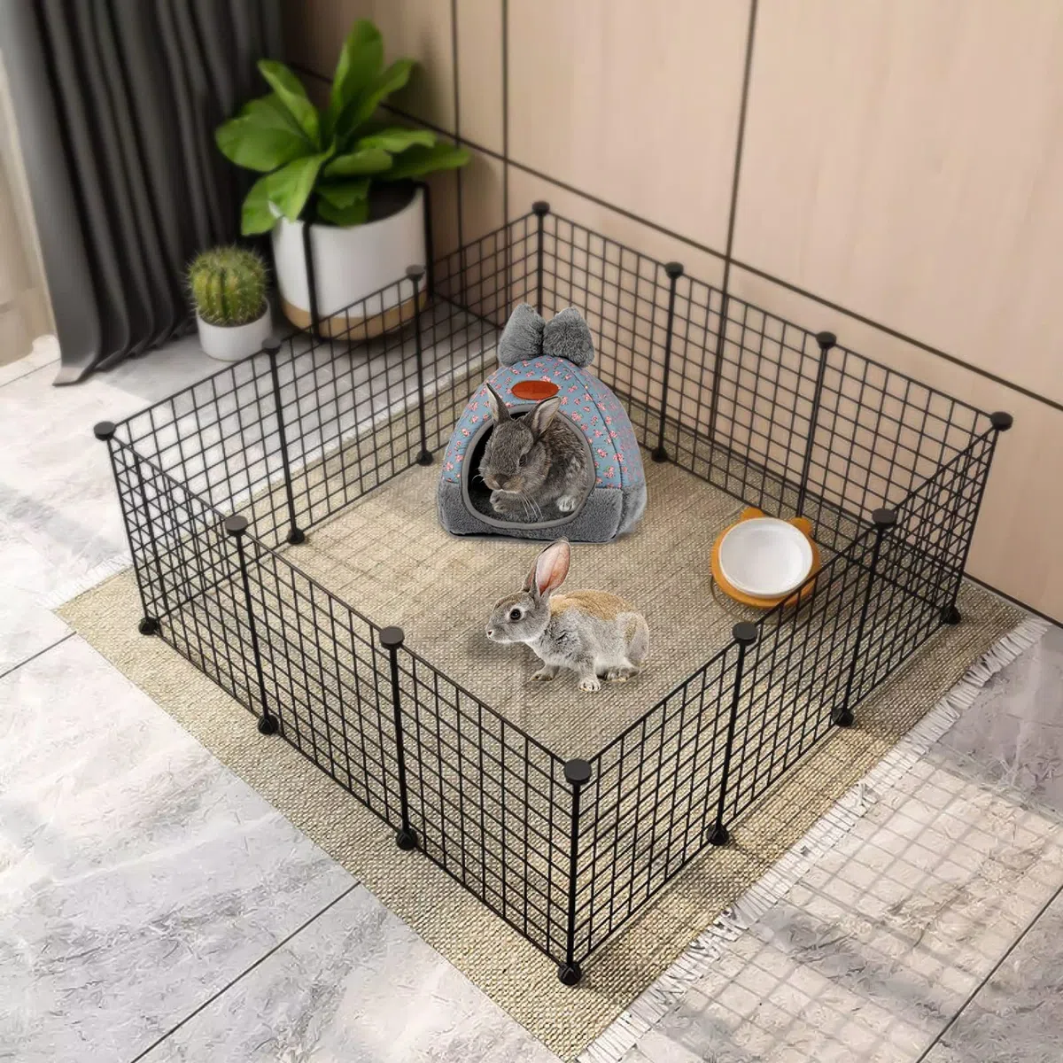 YUEPET Hasenbett, warmes Meerschweinchen-Höhlenbett, niedliche Schleife, großes Versteck, Käfigzubehör für Zwergkaninchen, Hamster, Kaninchen, Frettchen, Ratten, Igel, Chinchilla (Blume)