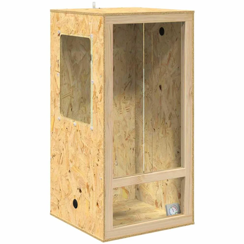 Terrarium aus OSB 50 x 50 x 150 cm für Reptilien und Nager - Großes Reptilienterrarium mit Glasschiebetüren und Thermometer