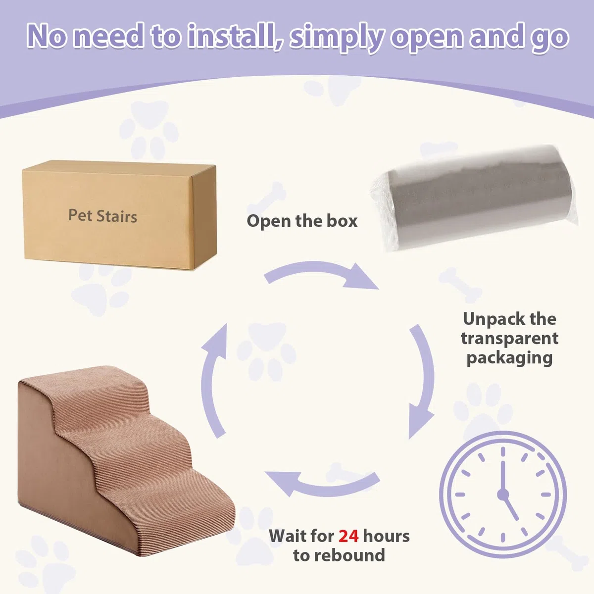 LEXTRO Dog Stairs for Small Dogs, 3-Steps Dog Ramp for Bed and Couch, Pet Stairs with Highly Supportive Foam and Non-Slip Bottom, Dog Steps for Cat & Doggie (High 15.7 Inch)