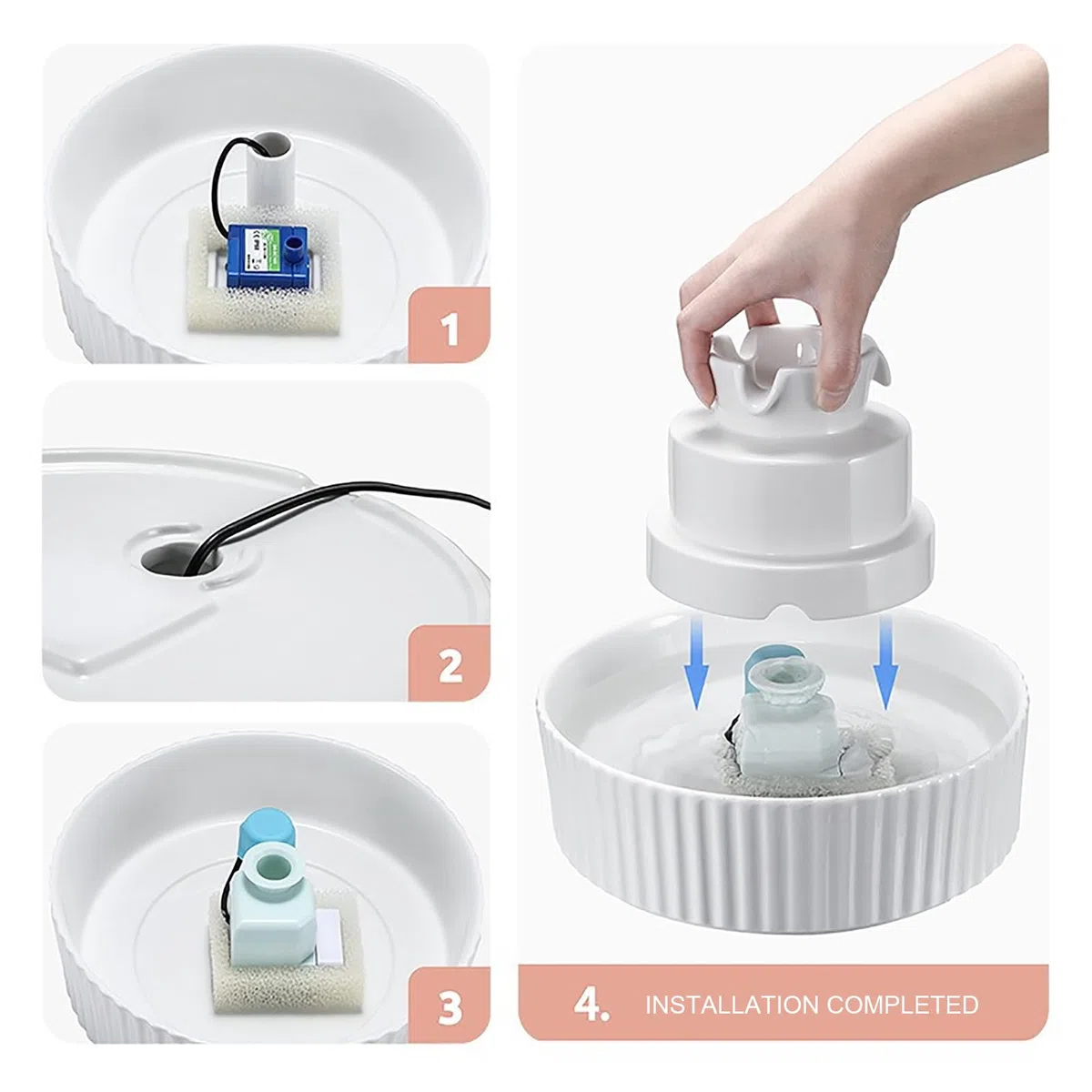 Keramik-Trinkbrunnen für Haustiere, 2,1 l Katzen-Trinkbrunnen, automatische Wasserzirkulation, automatischer USB-Trinkbrunnen für Katzen und Hunde, automatische Abschaltung aufgrund von Wassermangel