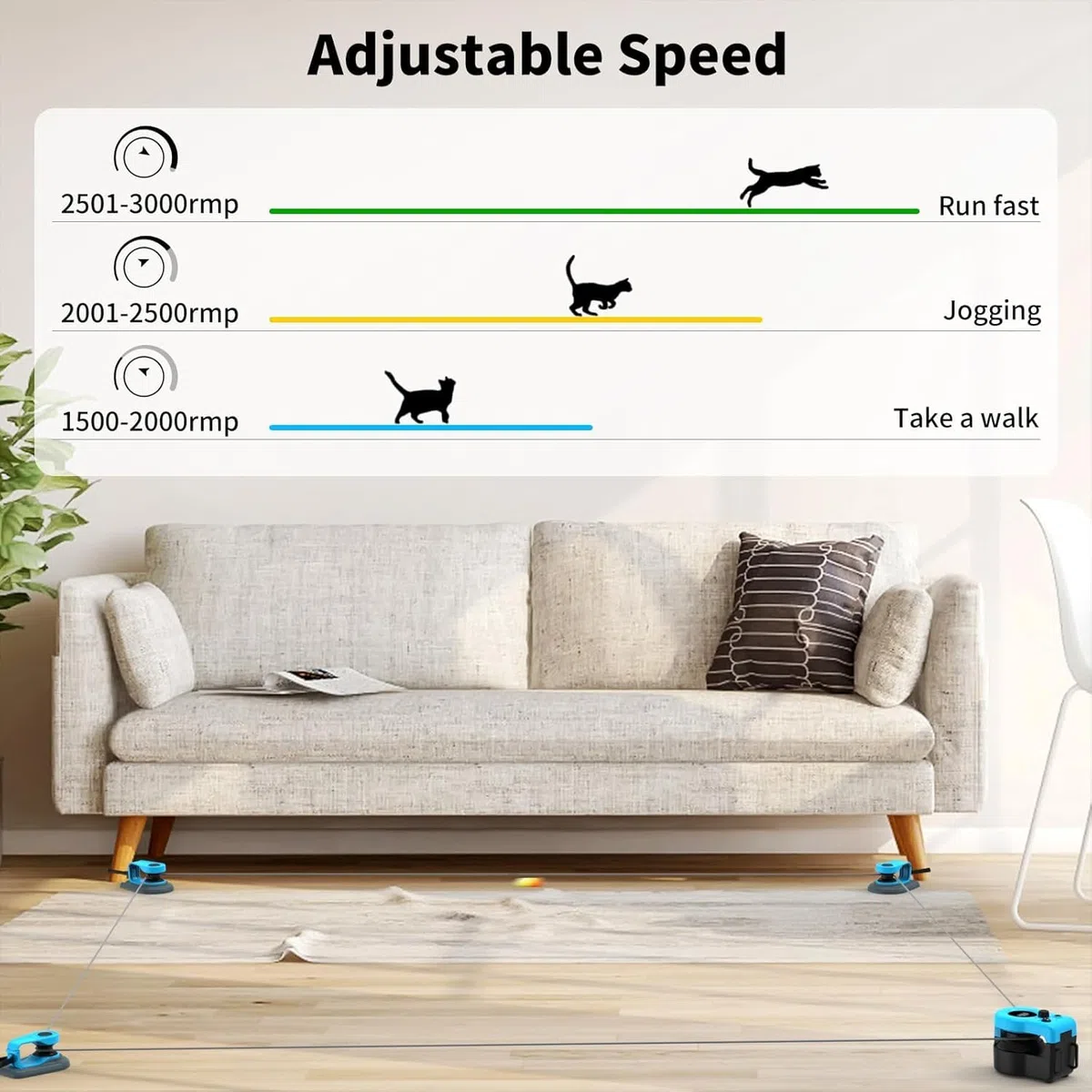Katzenspielzeug Selbstbeschäftigung, Interaktives Katzen Spielzeug, Federspielzeug für Katze Elektrisch, DIY Simuliertes Katzenjagdspielzeug, Katzen Laufband, Dualmodus, einstellbare Geschwindigkeit