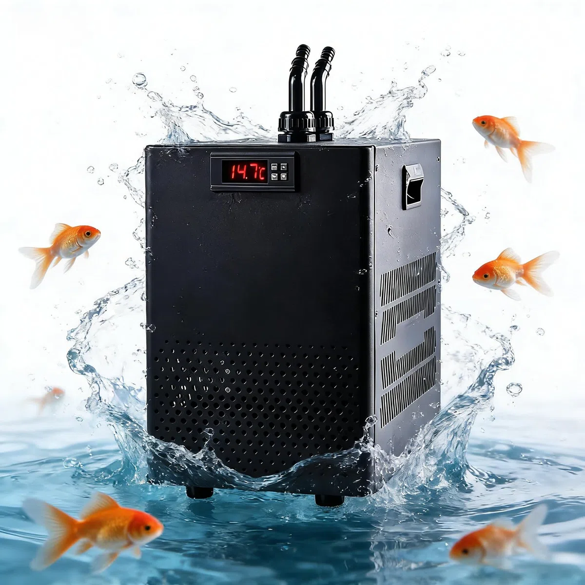 Aquarium Kühler 160L/300L, Leises Wasserkühlgerät mit Stabiler Temperaturregelung für Meerwasser und Süßwasser Aquarien, ideal für Korallen und Garnelen