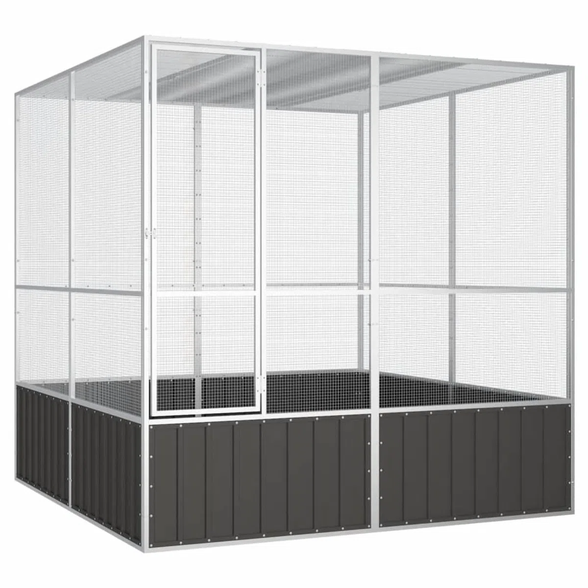 Vogelvoliere XXL, Premium Vogelkäfig, Moderne Vogelvoliere, Vogelkäfig aus Verzinkter Stahl, Voliere Hühner 213,5x217,5x211,5 cm Anthrazit