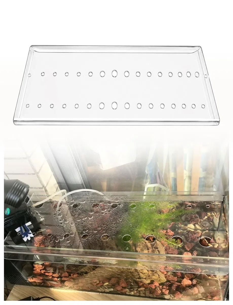 Generisch Acryl Aquarium Abdeckung Transparent, 3/4/5 mm Schiebeabdeckung für Fischbecken, Sprungschutz Deckel mit Luftlöchern, Lichtdurchlässige Aquariumplatte(5mm,80x40.4cm)