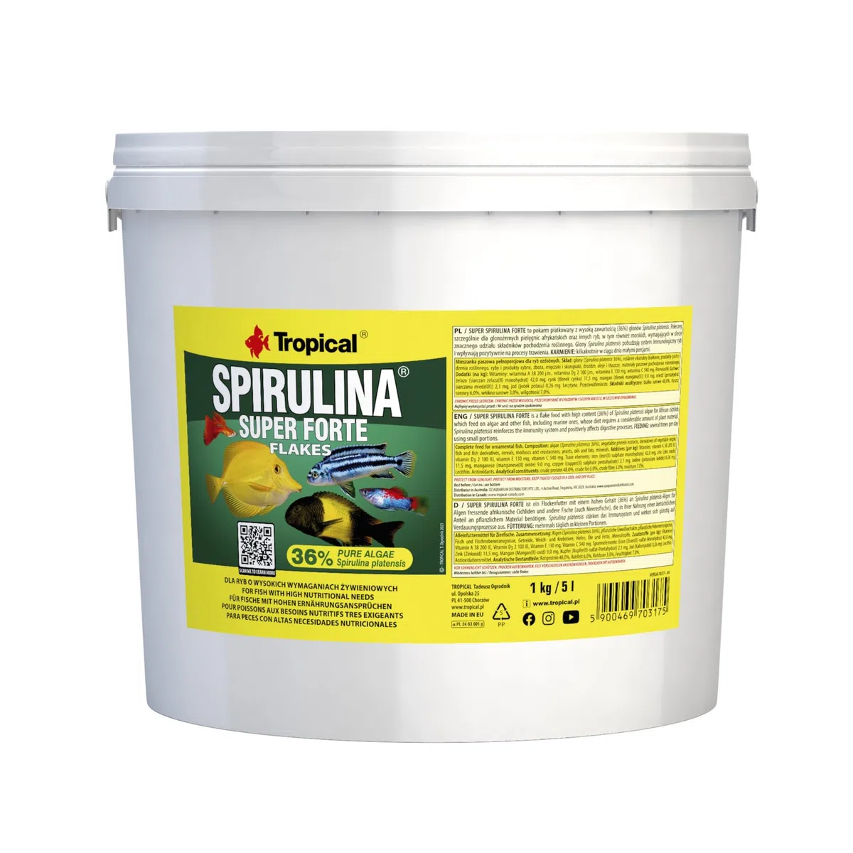 Tropical Super Spirulina Forte Flockenfutter mit 36% Spirulina (Platensis) Anteil, 1er Pack (1 x 5 l)