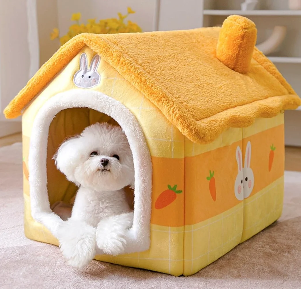 Hundebett Katzenbett Haustierbett Haustierbett, Weich, Lang, Plüsch, Hellrosa, Katzenbett, Rundes Katzenbett, Haus, Rundes Haustier-Hundebett Für Kleine Hunde, Katzennest Hundesofa Hundekorb ( Color :