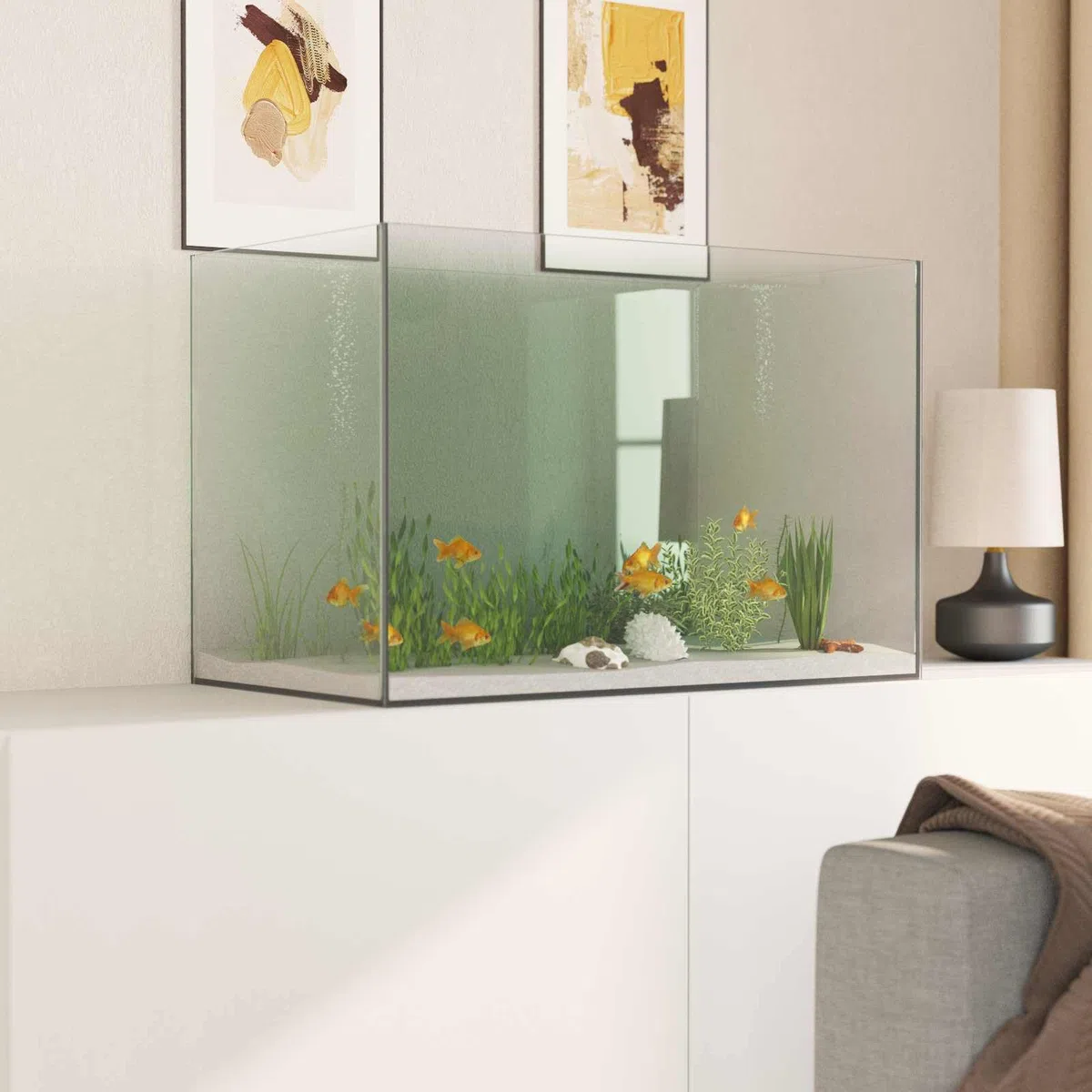 Aquarium 60 x 35 x 40 cm Glasbecken Rechteckig Glaskasten für Fische und Pflanzen Transparent