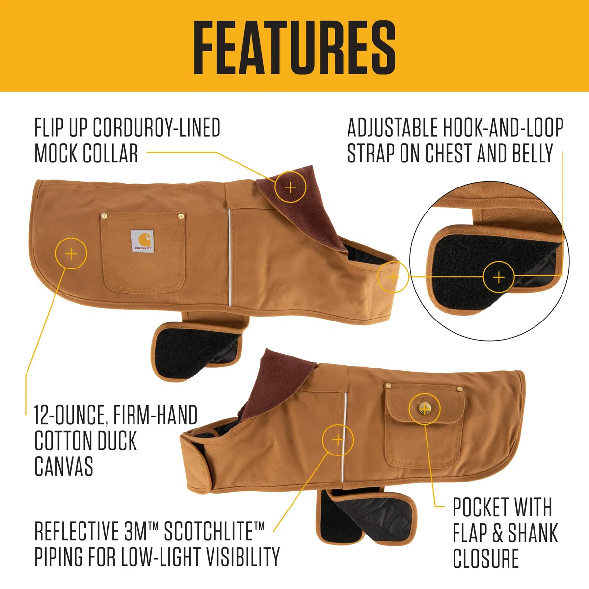 Carhartt Firm Duck Hundemantel, isoliert, wetterbeständig, für kalte und windige Bedingungen, Weinrot, Größe S