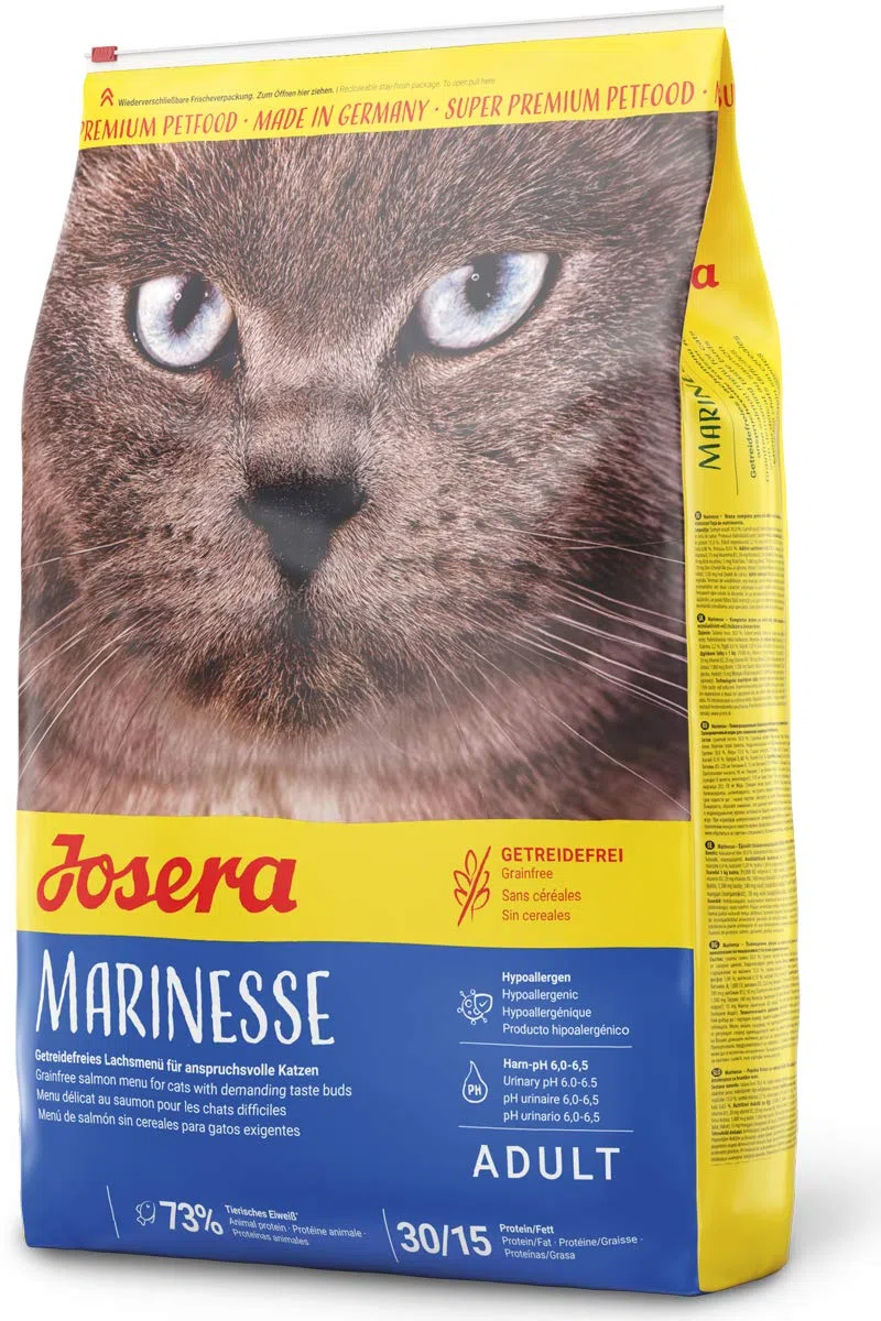 JOSERA Marinesse, getreidefreies Katzenfutter mit Lachs, hypoallergen, 1er Pack & NatureCat, getreidefreies Katzenfutter mit Geflügel und Lachs, Super Premium Trockenfutter, 1er Pack (1 x 10 kg)