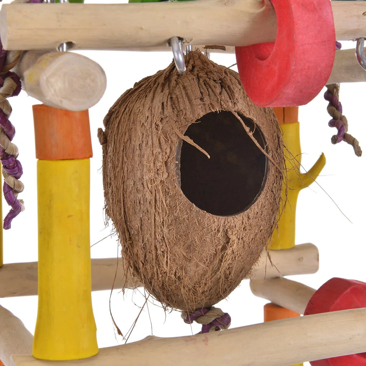 Java | Papageienspielzeug Gym-Tower - als Hängefreisitz für Papageienaus hartem Kaffeeholz