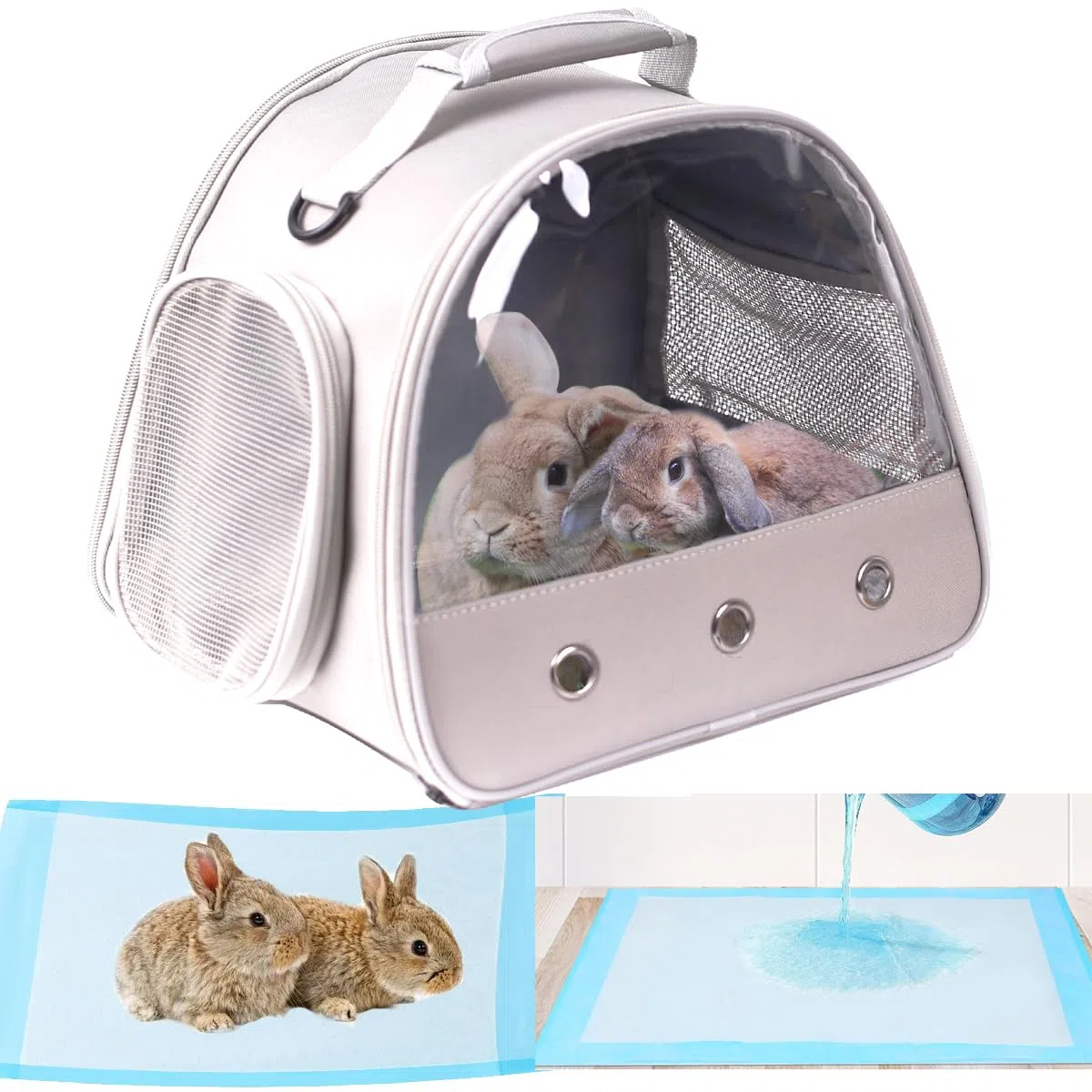 Haustier-Reisetasche mit saugfähigem Pad-Set, Urinierunterlage mit auslaufsicherem, schnell trocknendem Design für Bartagamen, tragbare Meerschweinchen-Tasche für Zuckergleiter, Igel, Ratten