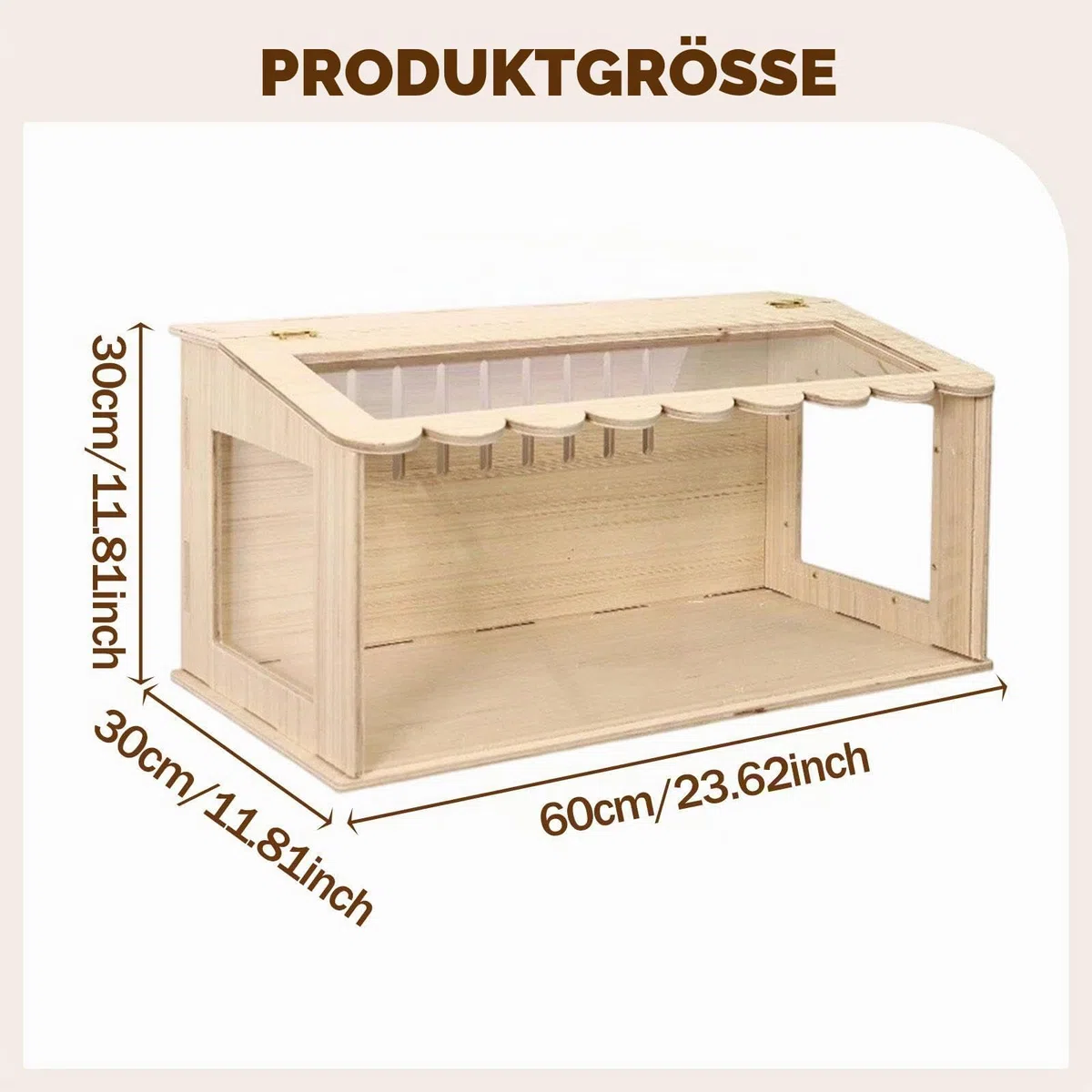 Gralara Hamsterkäfig Holz, Häuschen Holz Hamsterhaus, Hamsterhaus Holz Hamster Versteck Käfig Deko Zubehör, Kleintier Gehege Nistkasten Brutbox mit Fenster für Mäuse Chinchillas Vögel, 60 x 30 x 30cm