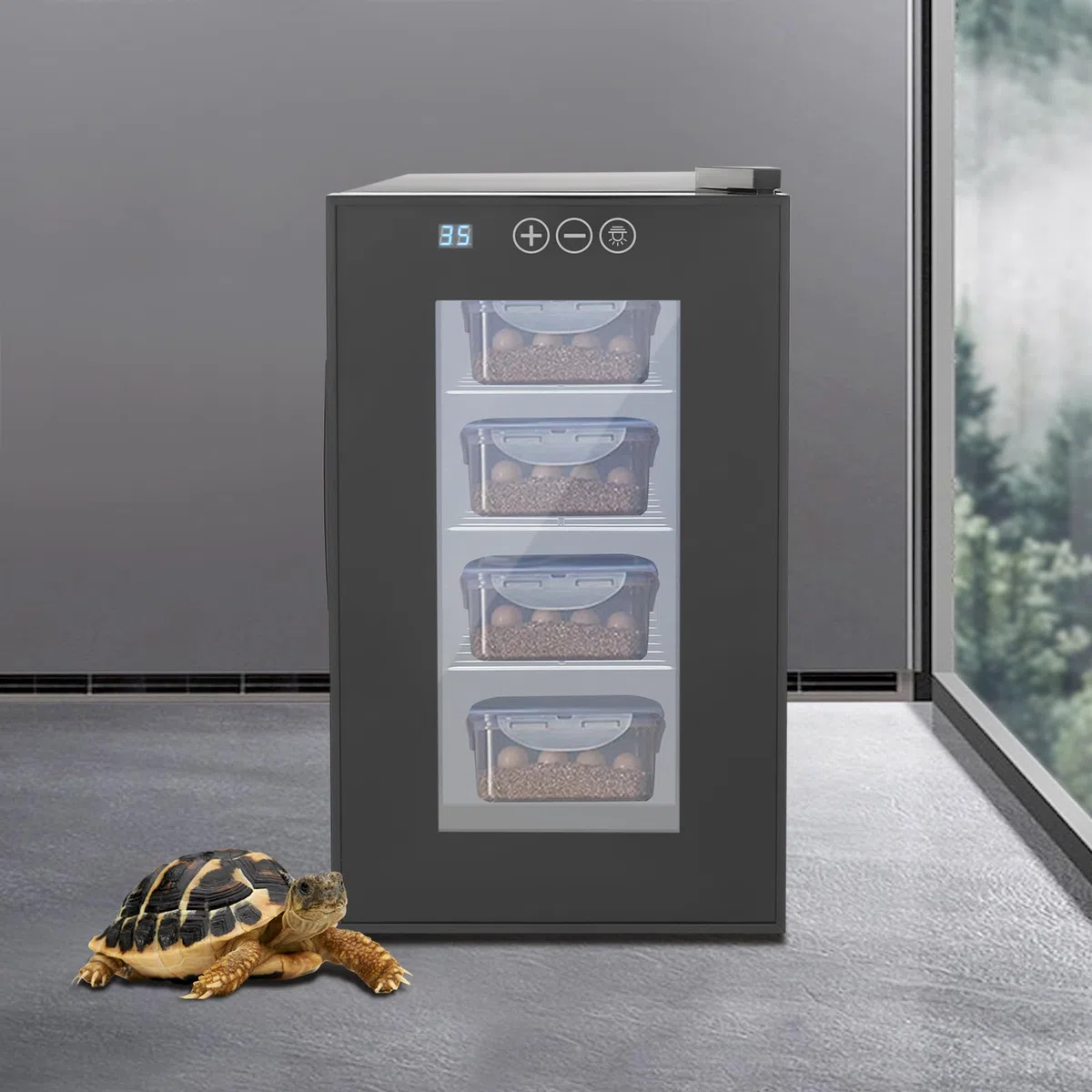 Brutautomat für Reptilien mit LED-Display - Intelligenter Thermostat Inkubator für Schildkröten, Echsen, Schlangen Eier - Präzise Temperatur (10-40°C) & Feuchtigkeit Kontrolle Brutkasten