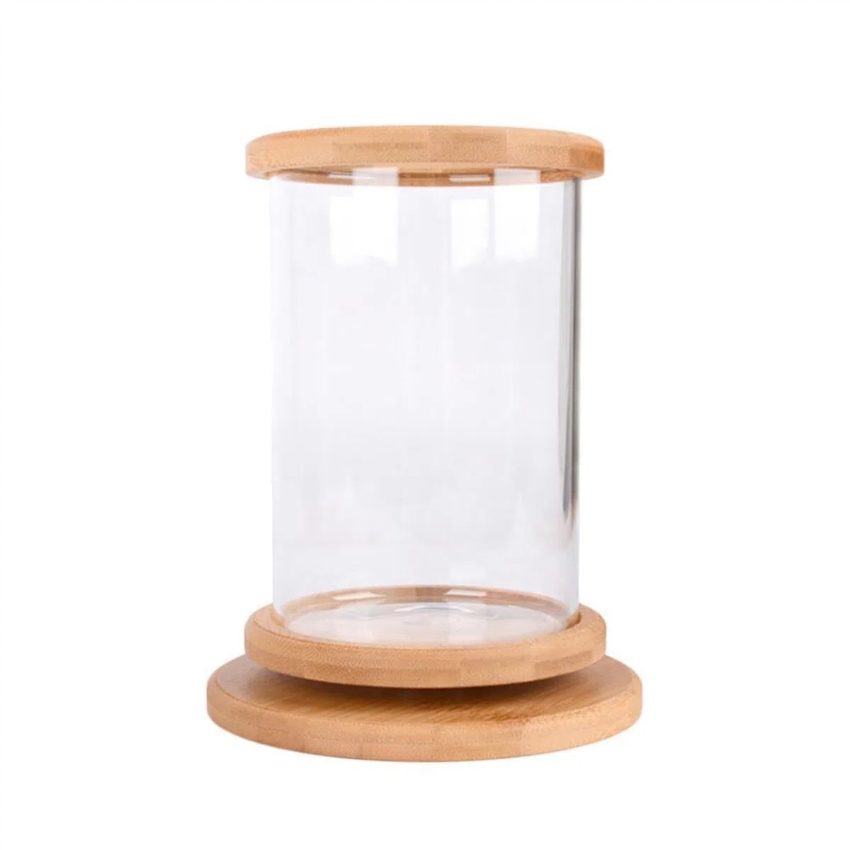 Süßwasserfische Klarglas-Aquarium mit Holzsockel, drehbarer dekorativer Tank