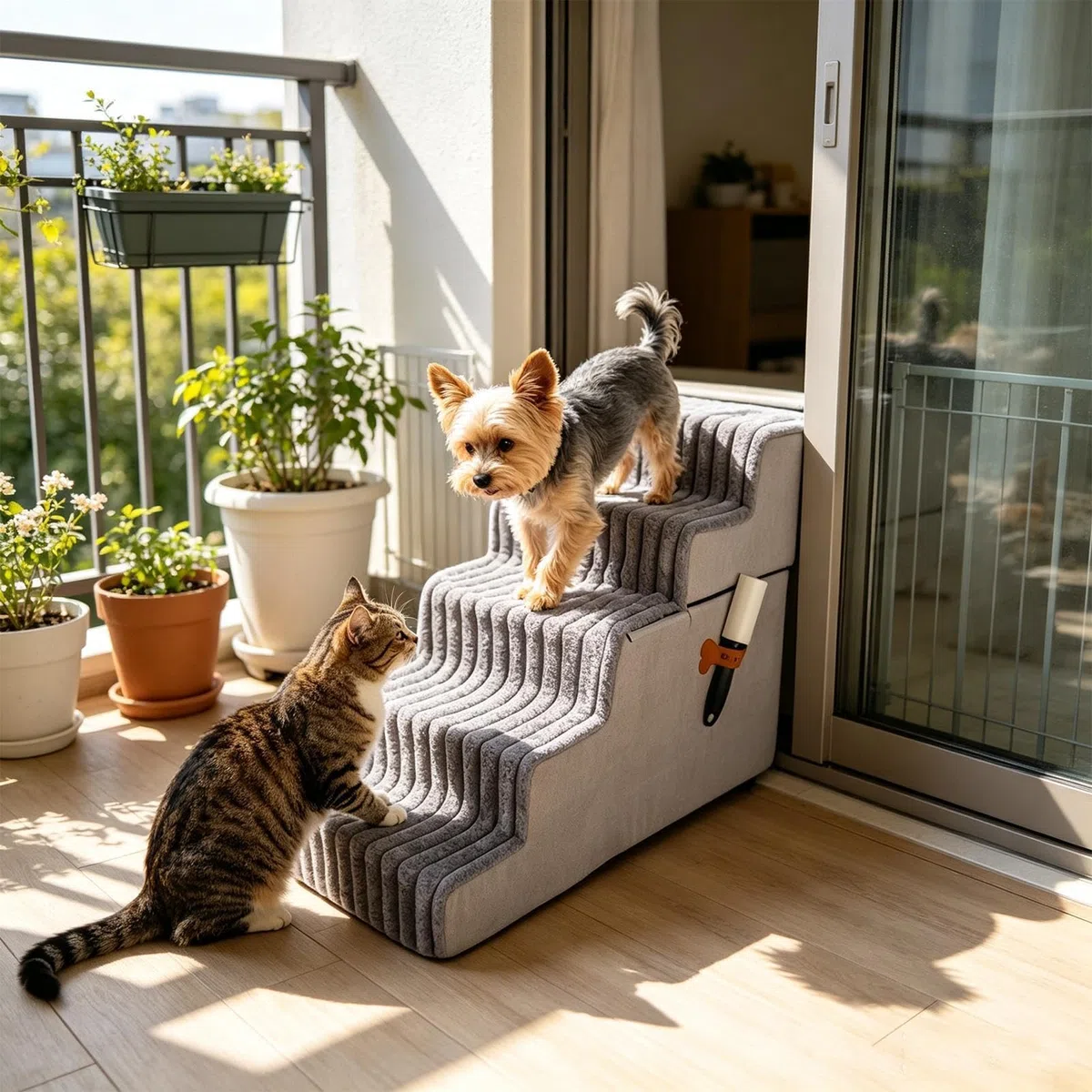 Hunderampe für die Couch Rutschhemmende, leichte, abnehmbare und waschbare | Rutschfeste Katzentreppenstufe für Welpen und Katzen sowie für Sofa, Couch, Balkon und Wohnung