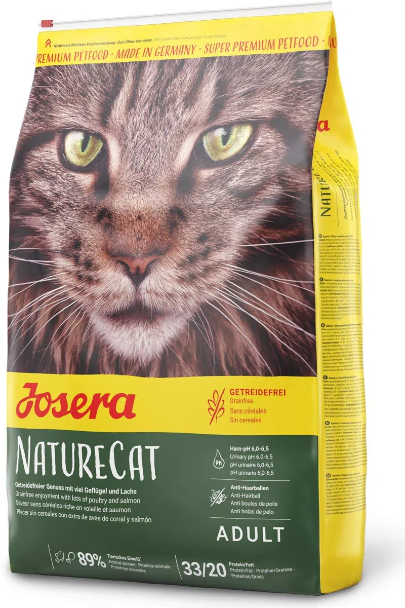 JOSERA Marinesse, getreidefreies Katzenfutter mit Lachs, hypoallergen, 1er Pack & NatureCat, getreidefreies Katzenfutter mit Geflügel und Lachs, Super Premium Trockenfutter, 1er Pack (1 x 10 kg)