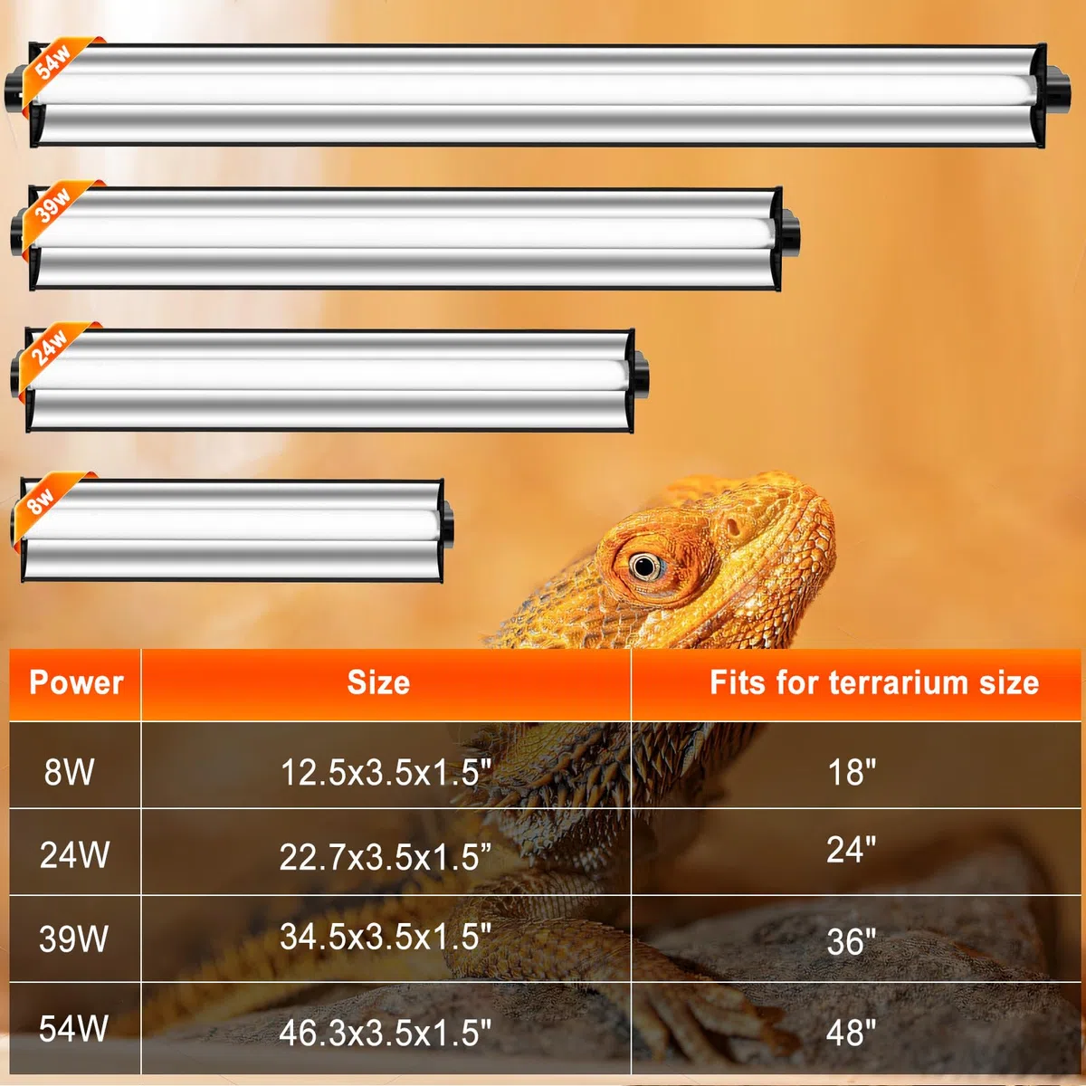 39W T5 10.0 UVB Reptilienleuchte - 86,4 cm lineare UVA/UVB-Lampe mit hoher Leistung für Bartagamen, Schildkröten und Eidechsen, perfekt für Wüsten- und tropische Terrarien
