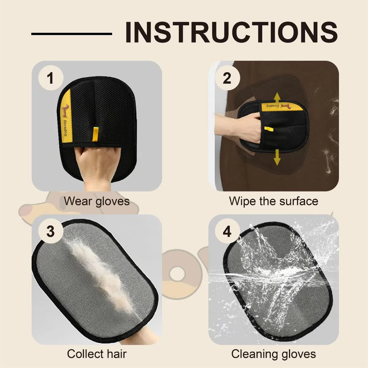 2er-Pack Tierhaarentferner Bürsten Handschuhe - Entfernen Sie Hunde/Katzenhaare von Kleidung, Möbeln, Autositzen, Bettwäsche & Polstern - Wiederverwendbarer Fusselhaarentferner für Zuhause