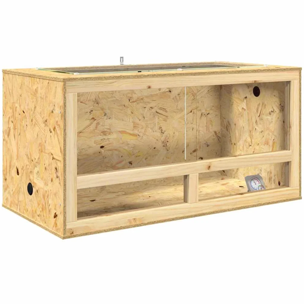 OSB Terrarium für Reptilien mit Schiebetür, 100 x 50 x 100 cm, braun, robuste OSB & Glas Konstruktion mit schwebenden Regalen, ideal für Reptilien und Nager