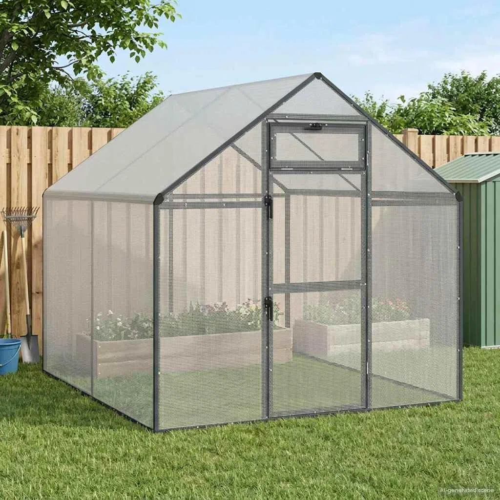 Vogelkäfig Anthrazit 181,5 x 221 x 173,5 cm - Wetterfestes Gehege für den Außenbereich für Vögel