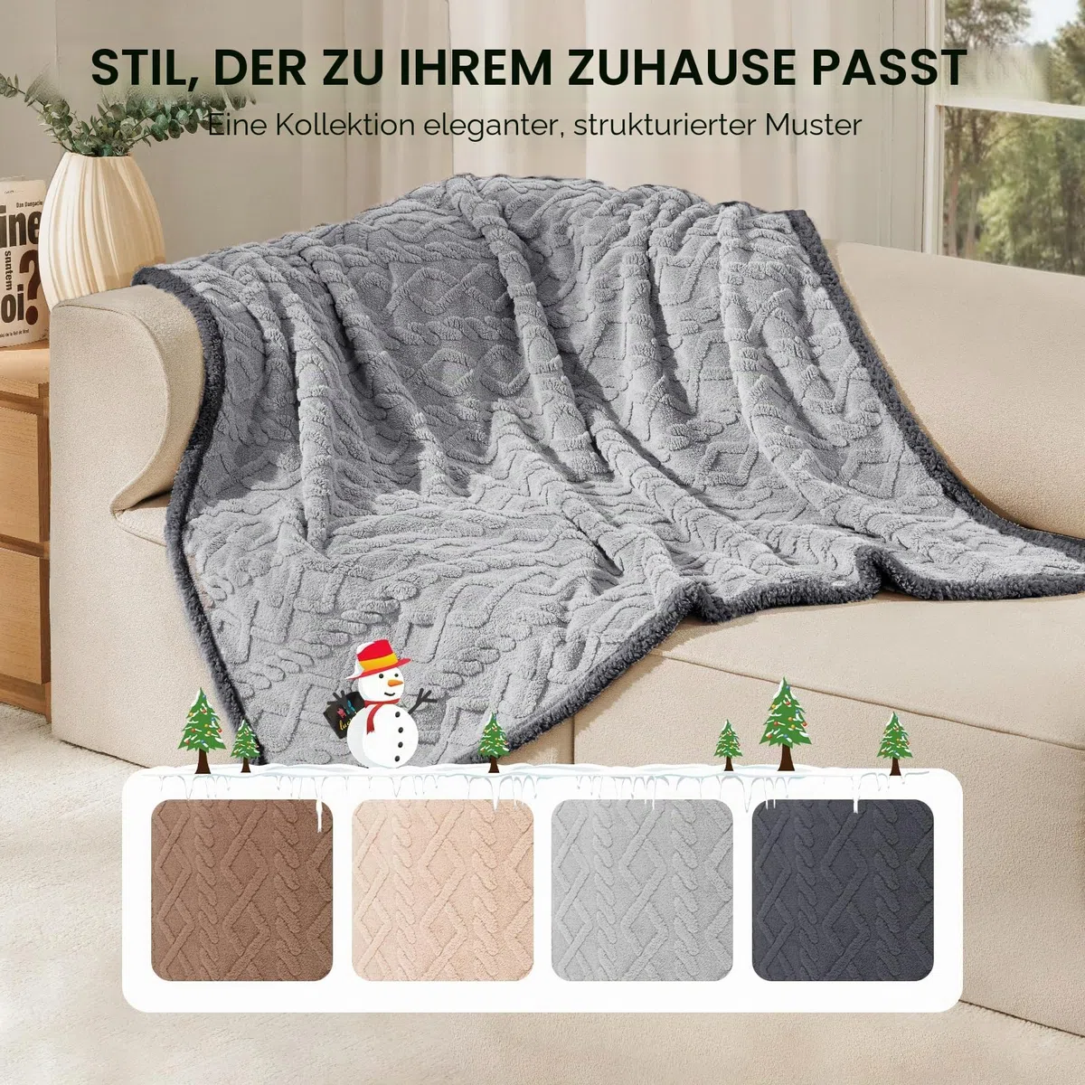 Luciphia Wasserdichte Haustierdecke, flüssigkeitsdicht, pinkelfest, Hundedecke für Sofa, Bett, Couch, wendbar, Sherpa-Fleece, Möbelschutz für kleine, mittelgroße und große Hunde und Katzen, Hellgrau