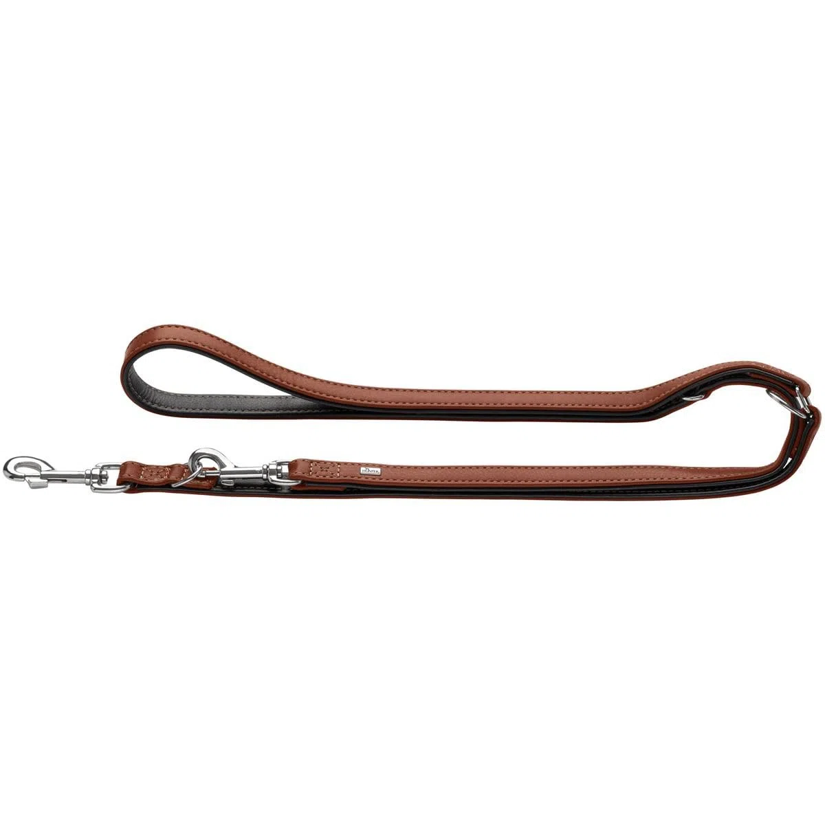 HUNTER Verstellbare Hundeführleine Canadian UP, Farbe: Cognac/schwarz, weiches, geschmeidiges Leder, 3-Fach verstellbar, nachhaltig, Made in Germany, Größe: 20/200