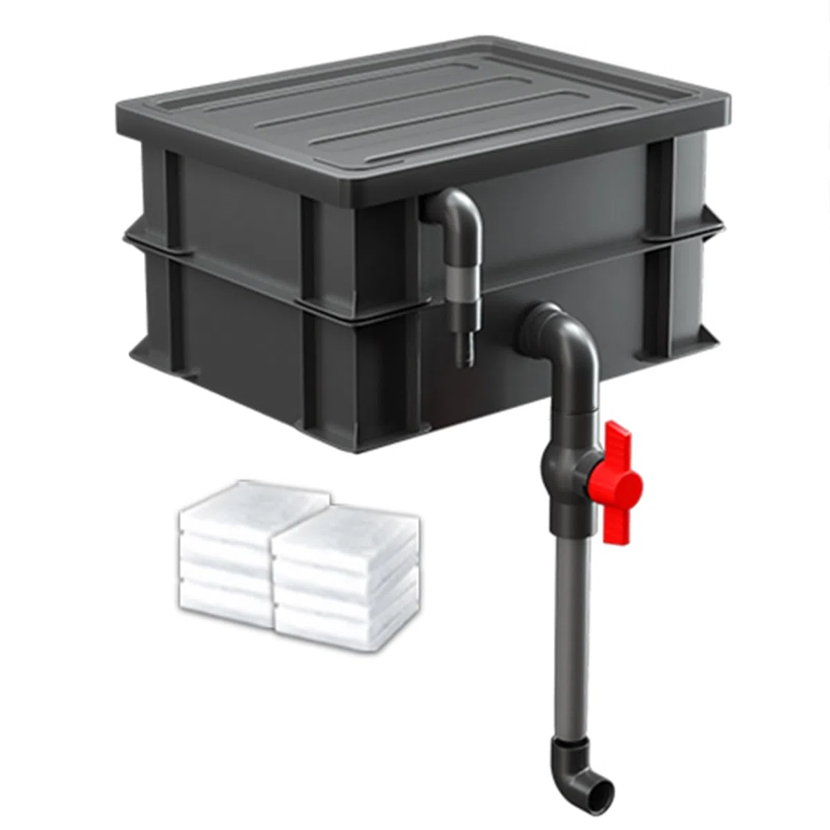 Aquarium-Filter Externer Wasserumschlagkasten, Turnover Box Aquarium Filter mit 2/3/4 Schichten for Aquarien und Teiche rot mehrere Größen(9.84x7.09x5.51in/25x18x14CM)