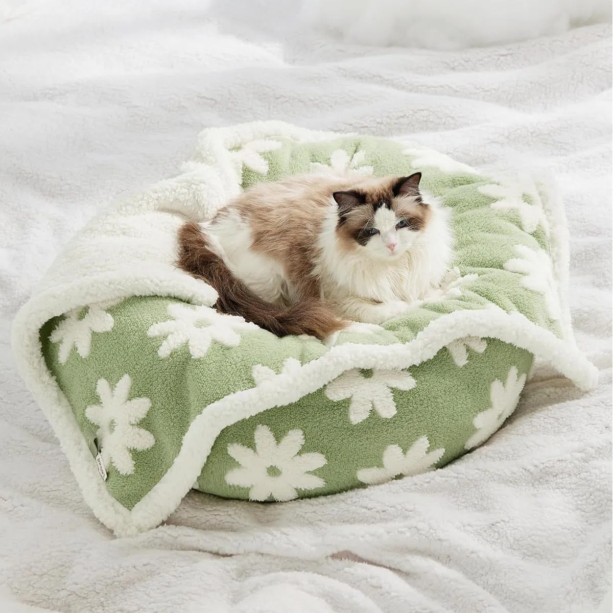 Hundedecke, wasserdicht, auslaufsicher, Haustierdecken für Hunde und Katzen, flauschig, warm, für kleine und mittelgroße Hunde, Flanell-Haustier-Sofa-Abdeckung, Bettschutz (grüne Blume, 145 x